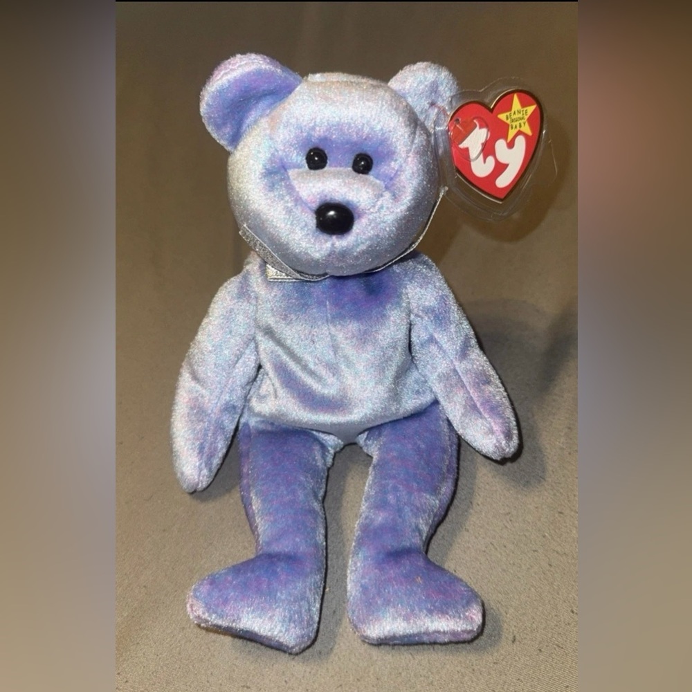 Ty Beanie Baby CLUBBY 2 Blue Purple Hue Bear Plush 1999 w/ Protective Tag!